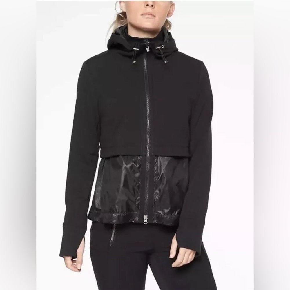 Athleta Black Windy Point Hooded Jacket Size S